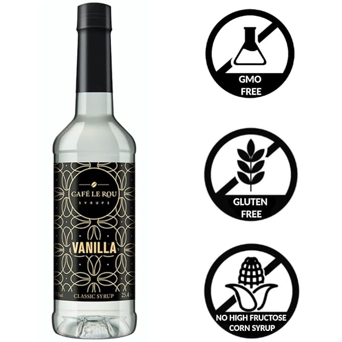 NEW Vanilla & Caramel Coffee Syrup, 2 Bottles each (25.4oz)*Includes 4 Coffee Syrup Dispensers*Flavoring Syrups for Coffee, Tea and Espresso