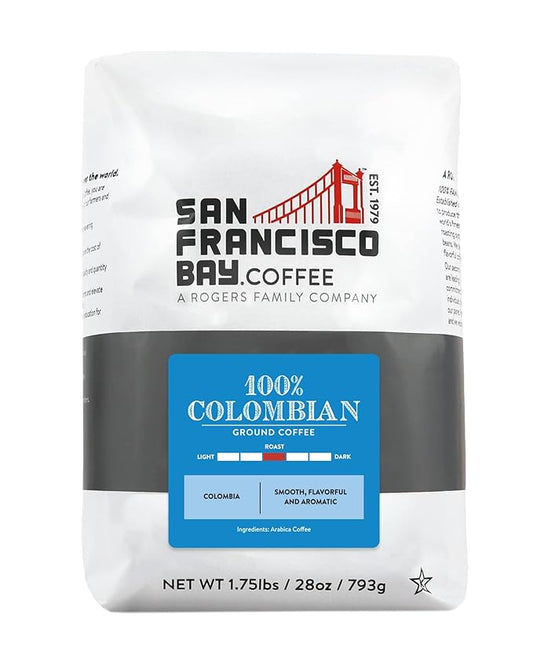 San Francisco Bay Coffee 100% Colombian 28 oz Bag, Ground Medium Roast (Packaging May Vary)