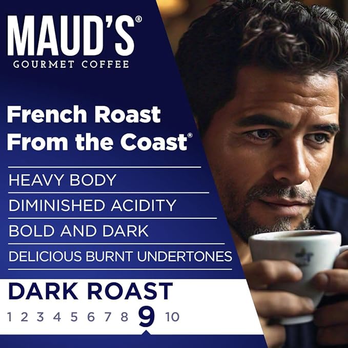 Maud's French Roast Coffee Pods, 200 ct, Dark Roast Coffee in Recyclable Single Serve Pods – 100% Arabica Coffee, Compatible with Keurig K Cups Maker