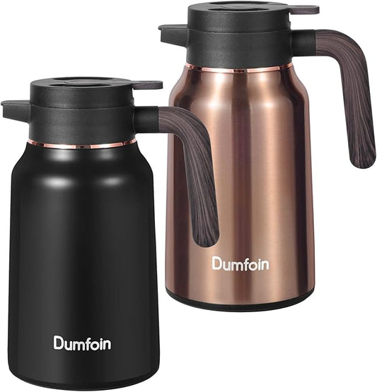 Carafes for Hot Liquids 51 oz - 12 Hour Stainless Steel Thermal Coffee Carafe-Insulated Coffee Carafes For Keeping Hot/Cold Coffee, Tea, Water, 1.5 Liter Beverage Dispenser(Black/Gold)
