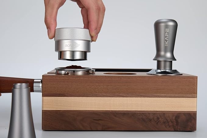 IKAPE Coffee Products, 58MM Coffee Distributor, Gravity Adaptive Espresso Distributor Fits All 58.35MM Espresso Portafilter, Compatible with 58.35MM Rancilio Bottomless Portafilter (Silver)
