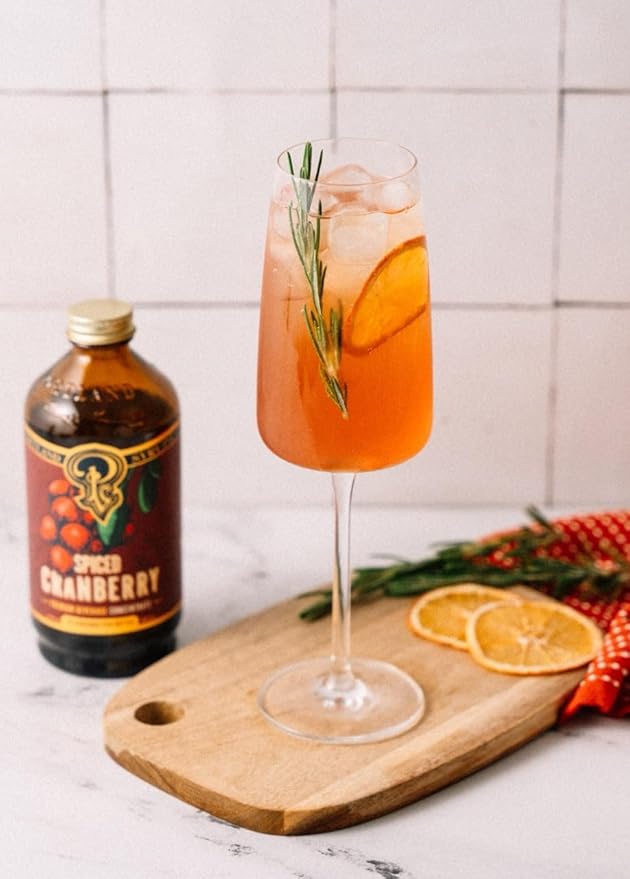 Portland Syrups Spiced Cranberry Syrup - Drink Mixer for Crafting Cocktails, Mocktails, & Seasonal Beverages - Flavor Enhancer for Soda, Punch, and Mulled Drinks - 12 oz Bottle, 24 Servings, Pack of 2