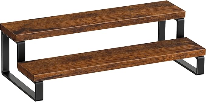 Giikin 2 Tier Display Riser Stand, Wooden Display Stand Perfume Organizer Stand Cupcake Stand Holder, Tiered Display Stand Risers Display Shelf for Home and Shop