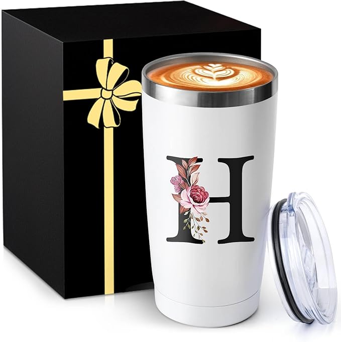 20 Oz Insulated Coffee Cup with Lid Car Tumbler Travel Mug Brides Cute Stuff Her Wedding Day Bridal Shower Bachelorette Best Party Engaged Engagement Personalized Unique Cool Special Customized Gifts