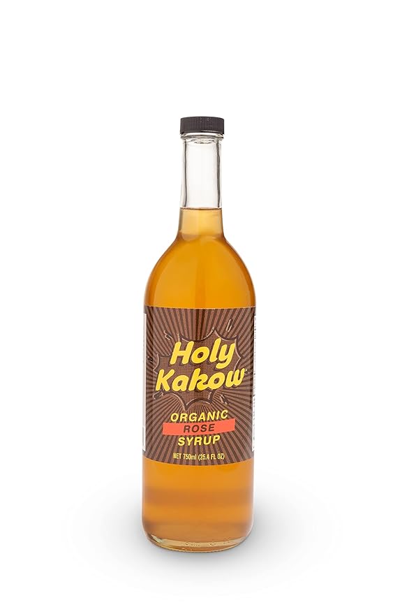 Holy Kakow Cafe Organic Rose Syrup - Rose Syrup, Coffee Syrup, Organic Syrup for Coffee, Rose Syrup for Coffee, Add to Latte, Cocktail and Shake, Real Food Ingredients, Specific Flavor - 750ml