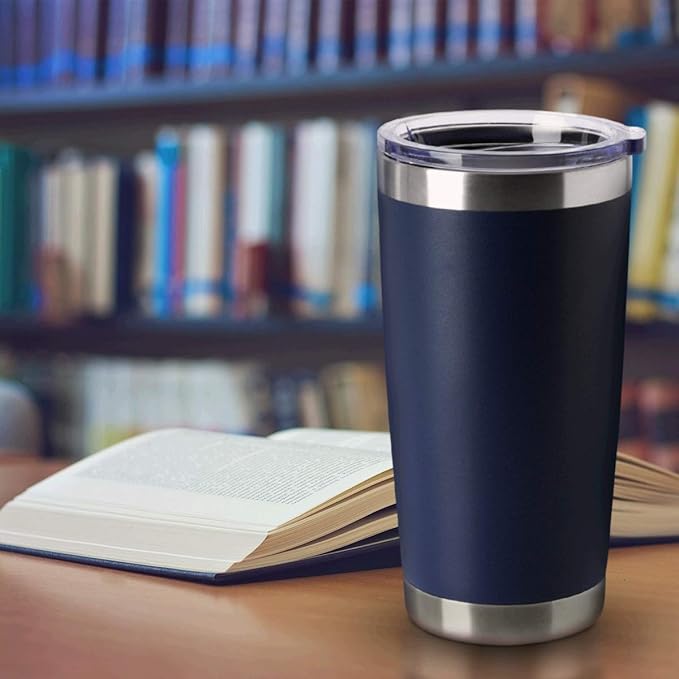HASLE OUTFITTERS 20oz Tumblers Bulk Stainless Steel Cup with Lid Double Wall Vacuum Insulated Coffee Mug for Cold & Hot Drinks 1 Pack, Navy