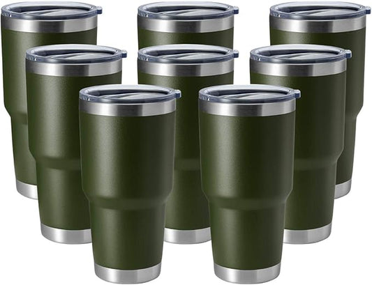 HASLE OUTFITTERS 30oz Stainless Steel Tumbler, Double Wall Vacuum Insulated Travel Mug Tumbler, Durable Insulated Coffee Mug, Gift Box Set (Amey Green, 8)