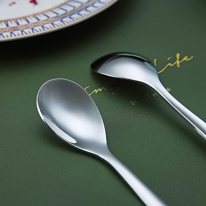 Demitasse Espresso Mini Spoons, 5.5'' Stainless Steel, Set of 6, Dishwasher Safe (Silver)