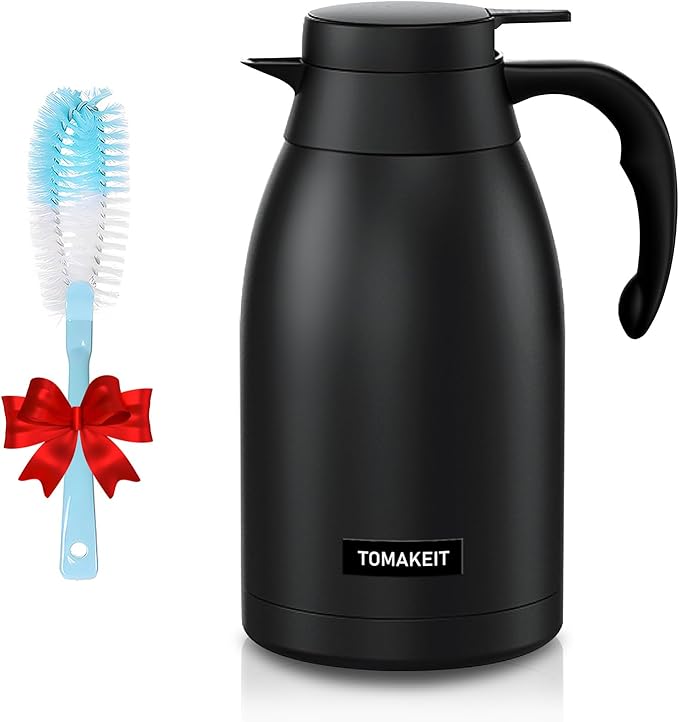 Thermal Coffee Carafe 2L/68 Oz Double-Wall Vacuum 304 Stainless Steel Insulated Thermoses Flask, 24-Hour Keeps Hot/Cold, Leak-Proof, for Travel, Work, Outdoor, BPA-Free, Easy to Clean