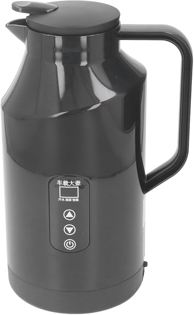 Haofy Portable Car Electric Kettle Hot Water Boiler 200W 1500ml 12V 24V Stainless Steel Display with Cigarette Lighter Plug for Travel