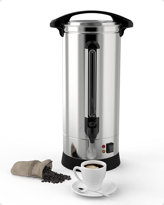 Coffee Urn 100 Cups, Stainless Steer Thermos for Hot Beverage,Hot Water Urn,Commercial Grade Hot Coffee Dispenser with Coffee Percolator, Silver