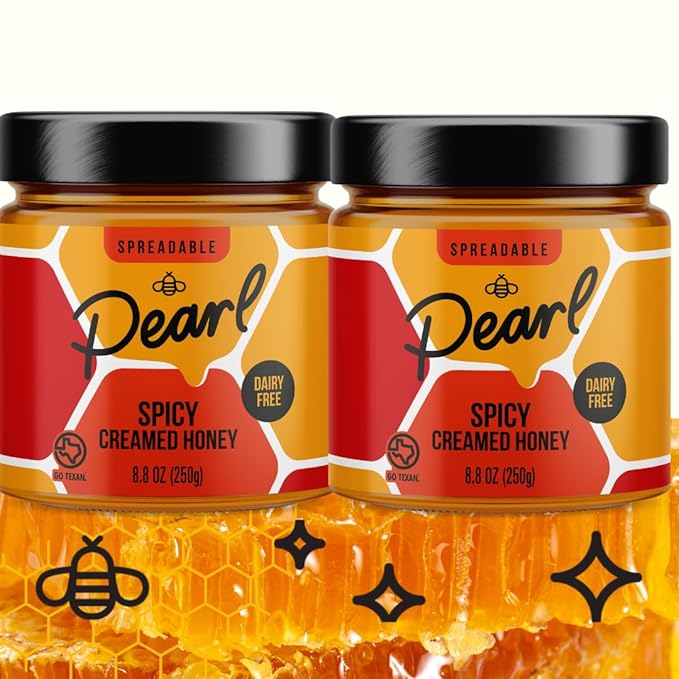 Pearl Honey Spreads - Organic Creamed Raw Honey Spicy Cayenne Flavor- Chemical Free, Dairy Free, Soy Free & 100% Natural Flavor | 8.8oz Jar