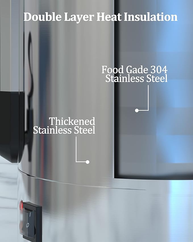 Coffee Urn 100 Cups, Stainless Steer Thermos for Hot Beverage,Hot Water Urn,Commercial Grade Hot Coffee Dispenser with Coffee Percolator, Silver