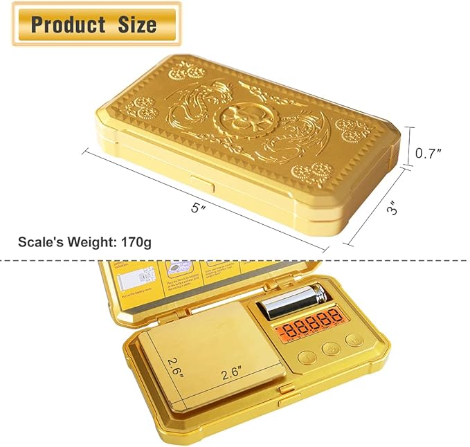 Fuzion Gram Scale 200g/0.01g, Jewelry Scales Digital Weight Grams and Ounces, Digital Pocket Herb Scale with 6 Modes, Tare for Herbs, Jewelry, Small(50g Weight & Battery Included)