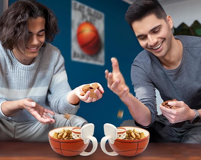 MAX'IS Creations The Mug with a Hoop Basketball Mug Funny Ceramic Coffee Mugs Cereal Bowl Sports Coach Kids Basketball Gifts for Boys 8-12 12-14 Girls Stuff Accessories Mini-Hoop for Kids, 16oz