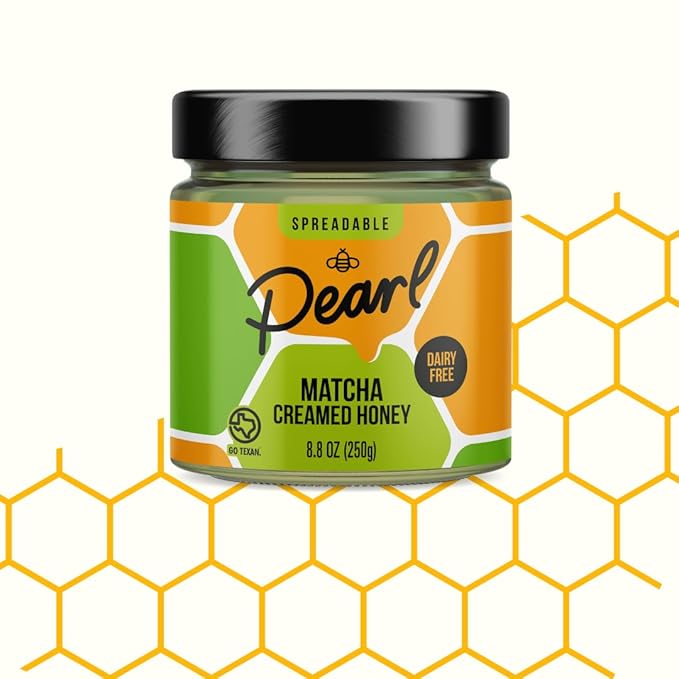 Pearl Honey Spreads - Organic Matcha Flavored Creamed Raw Honey - Chemical Free, Dairy Free, Soy Free & 100% Naturally Flavored |8.8oz Jar
