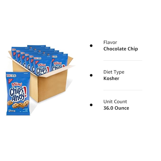 CHIPS AHOY! Mini Original Chocolate Chip Cookies, Big Bag, 12 - 3 oz Packs