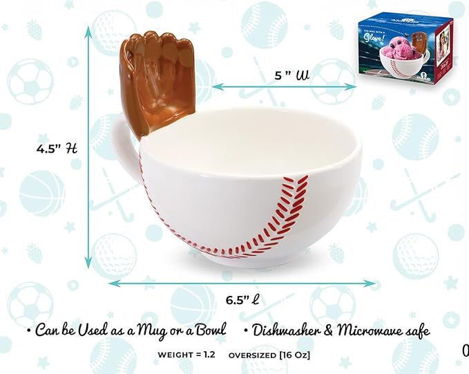 MAX'IS Creations The Mug with a Glove, Baseball Mug Coach Gift Novelty Funny Coffee Mugs Sports Baseball Gifts for Boys 8-12 12-14 Men Mom Accessories,16oz