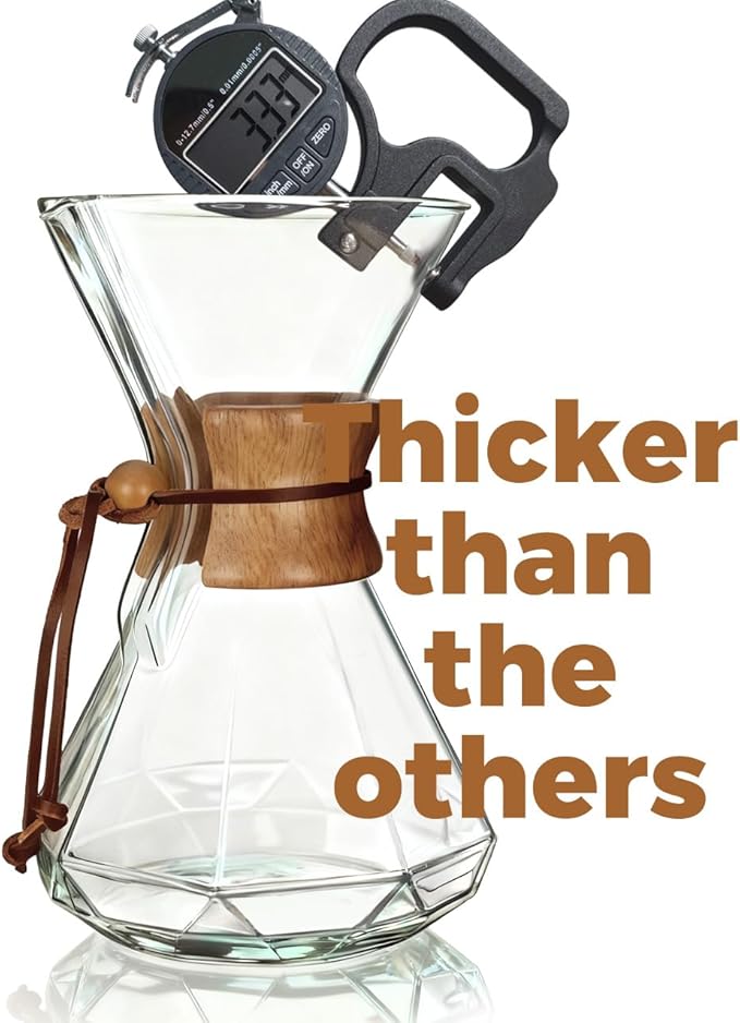 AGOGO Pour Over Coffee Maker Glass - 6/8/10 Cup Barista Kit with 304 Stainless Filter for Home, Office, Camping, Cafes - Easy Clean Coffee Dripper Set (Rag&Brush Included) (10 Cup/34 oz-Diamond Shape)