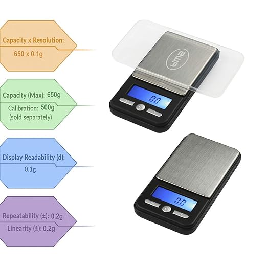 American Weigh Scales Digital Pocket Scale AC Series 650g x 0.1g | High Precision 0.1g Accuracy Mini Gram Scale for Kitchen, Lab, Jewelry, Coin Scale, Small Digital Gram Scale Portable Travel Scale