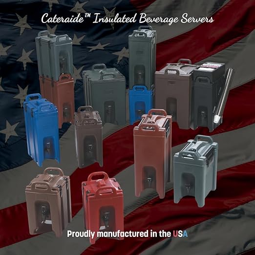 Carlisle FoodService Products 5-Gallon Insulated Beverage Dispenser, Cateraide, Food-Grade with Handles, Rugged PE Shell with PU Insulation for Coffee, Tea and Hot or Cold Drinks, Brown - Made in USA