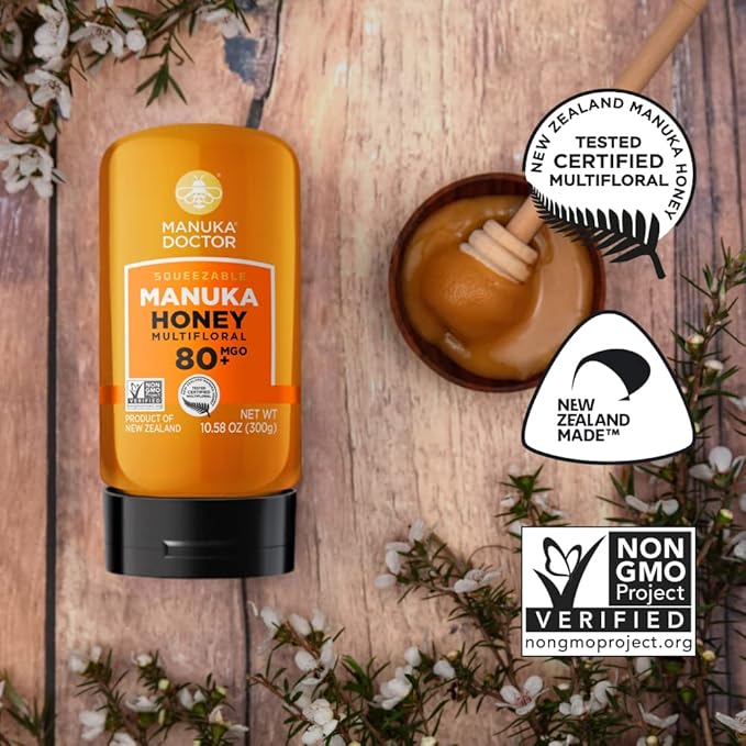 Manuka Doctor - MGO 80+ Squeezy Manuka Honey Value Bundle, Multifloral 100% Pure New Zealand Honey. Certified. Guaranteed. Raw. Non-GMO (10.58 oz) - 3 Pack