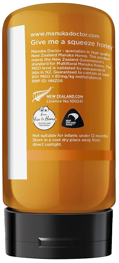 Manuka Doctor - MGO 80+ Squeezy Manuka Honey Value Bundle, Multifloral 100% Pure New Zealand Honey. Certified. Guaranteed. Raw. Non-GMO (10.58 oz) - 3 Pack