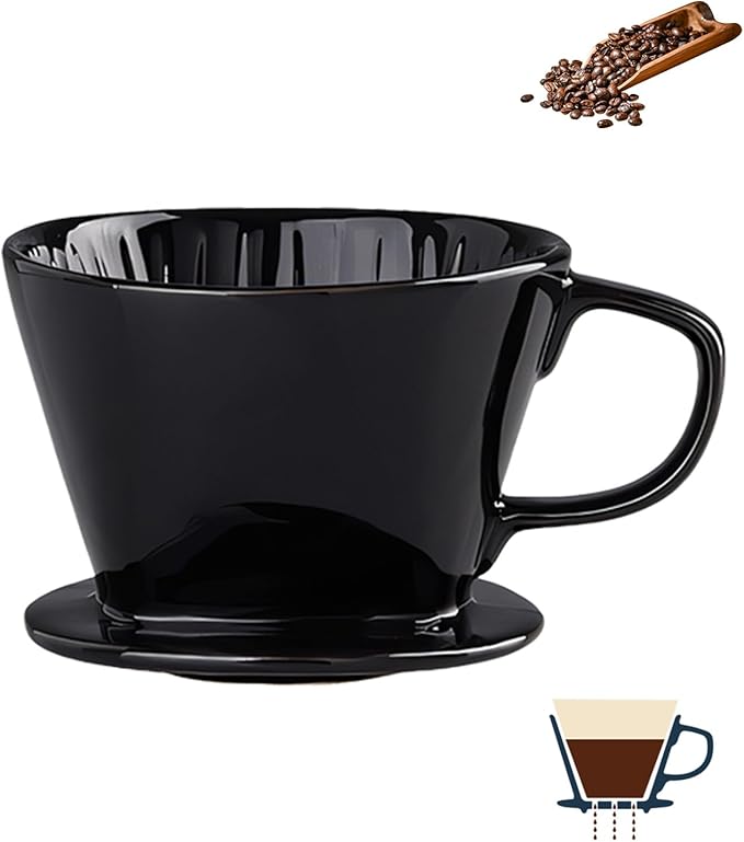Pour Over Coffee Maker, Single Cup Coffee Dripper, Manual Porcelain Slow Brewing Accessories for Travel, Camping, Office, Home, Cafe, Coffee Gifts