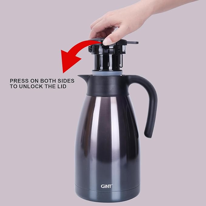 GiNT 2.2L / 74Oz Thermal Coffee Carafe, Insulated Stainless Steel Coffee Carafes for Keeping Hot/Double Walled Vacuum Thermal Carafe (Purple)