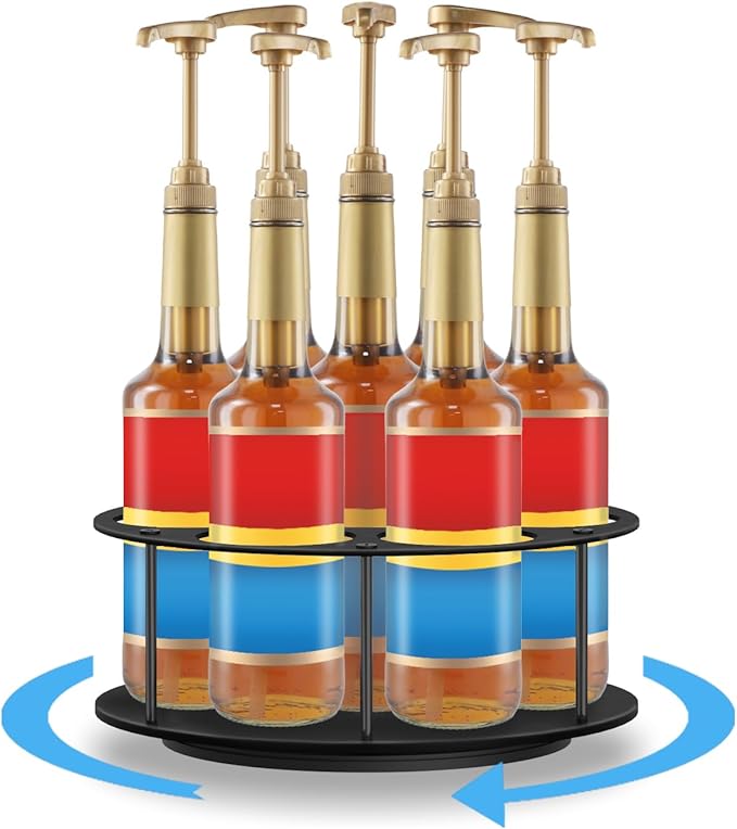 OYEFLY Large Rotating Coffee Syrup Organizer (Black)