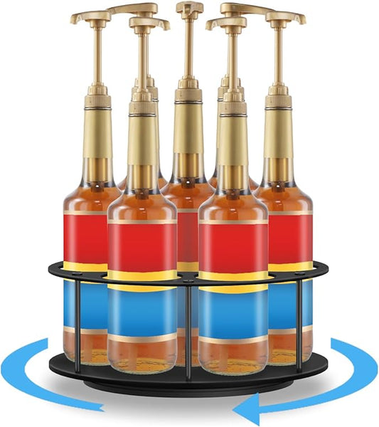 OYEFLY Large Rotating Coffee Syrup Organizer (Black)