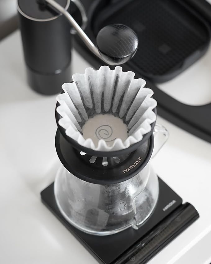 Normcore 2-in-1 Pour Over Coffee Dripper, Brews 1-2 Cups Coffee Brewer, Use V60 and Wave Filter Paper Brewer, Titanium Coated 304 Stainless Steel, Black