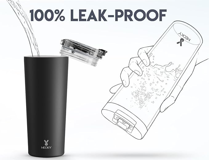 Meoky 24 oz Travel Coffee Mug with Leak-proof Lid, Stainless Steel Insulated Coffee Tumbler, Keeps Hot for 8 Hours or Cold for 24 Hours, Fits in Car Cup Holder (Night)