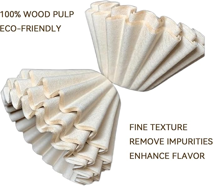 Coffee Filters 1-2 Cup 100 Count Disposable Basket Coffee Filter Paper with 100 Pcs Wooden Coffee Stirrer Sticks Natural Filters for Commercial Home Pour Over Coffee Kit