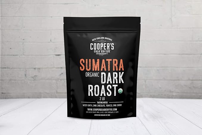Organic Dark Roast Sumatra, Ground Coffee, Single Origin Grade 1 Premium Coffee - 2lb Bag