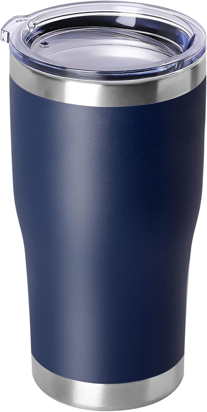 DOMICARE 20oz Tumbler with Lid Stainless Steel Tumblers Bulk, Double Wall Vacuum Insulated Coffee Travel Mug Powder Coated Tumbler, 1 Count (Pack of 1) Navy