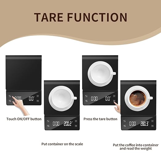 3kg/0.1g High Precision Coffee Scale with Timer, Backlit LCD Display, Tare Function, and Unit Conversion for Espresso, Pour Over, Drip Brewing