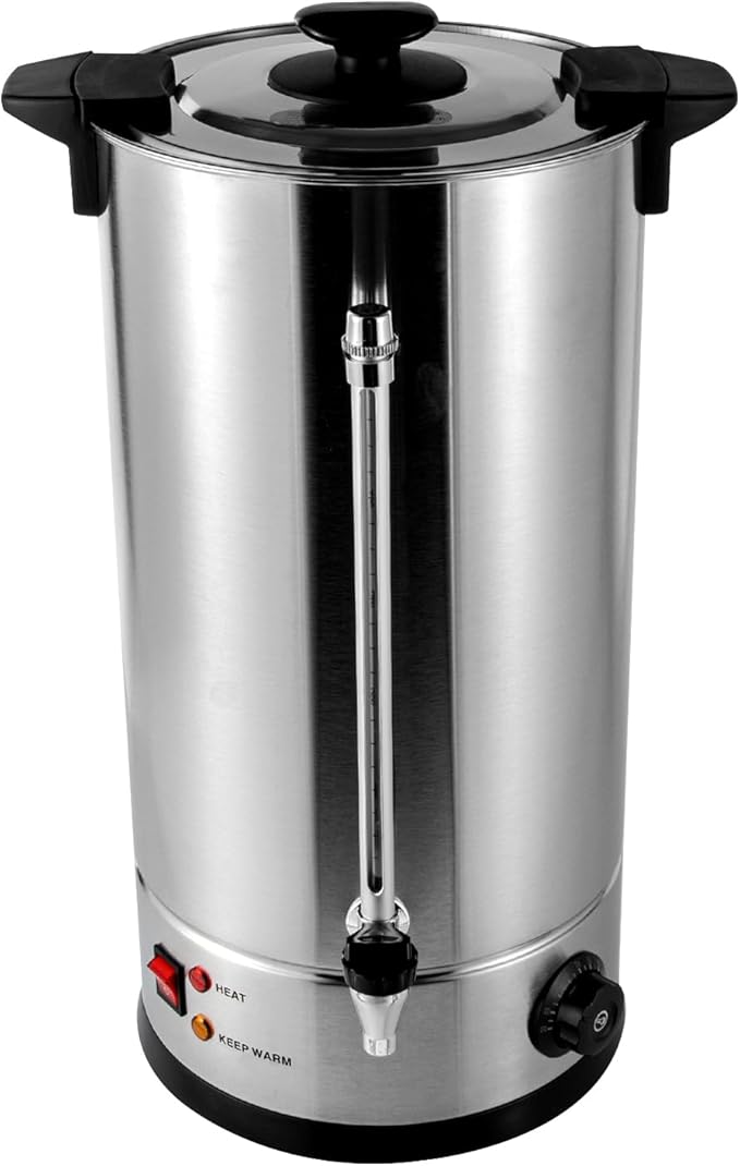 Commercial Coffee Maker,Stainless Steel Coffee Urn with Temperature Control, Coffee Maker Hot Water Urn for Catering (25L,1.4KW Silver, Black)