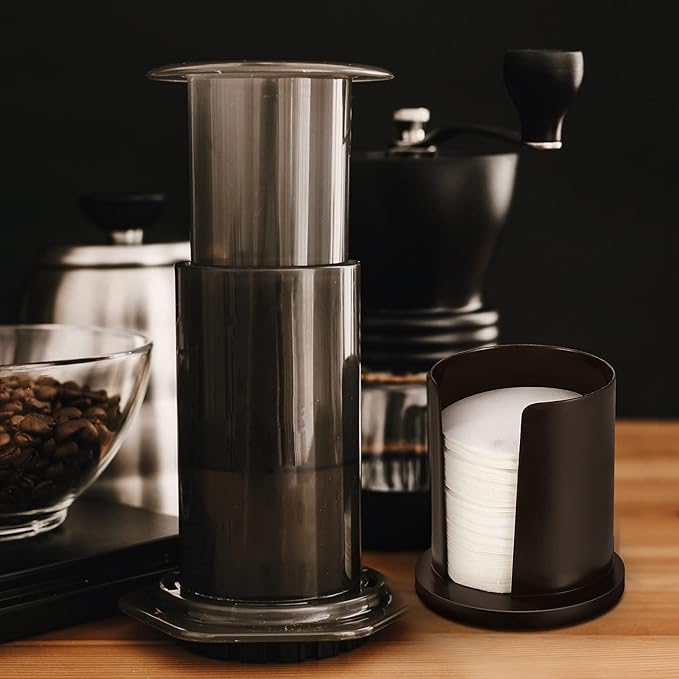 Outus 2 Pack 700 Count Coffee Filter Paper Replacement Filters with Filter Holder Round Disposable Paper Filters for DIY Coffee Compatible with the Aeropress Coffee and Espresso Maker (White)