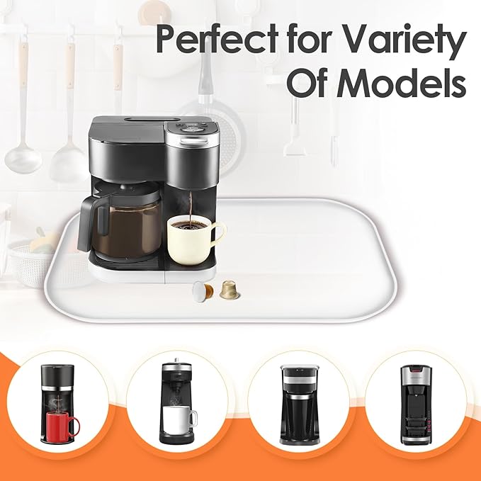 Silicone Coffee Maker Mat with Lip, 24'' x 16'' Heavy Duty Coffee Maker Mat for Countertops, Coffee Tray Fit Under Coffee Machine Appliance Automatic Machines Espresso Accessory, Translucent