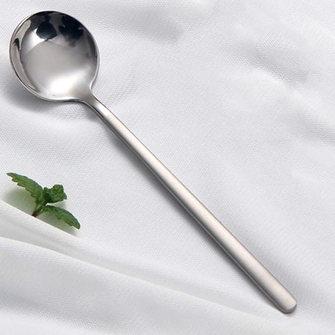 8-piece Mini Teaspoons Espresso Spoons Matte Silver Frosted Handle Stainless Steel Spoons for Tea Ice Cream Coffee Dessert Espresso Sugar Milk 5.3 Inches