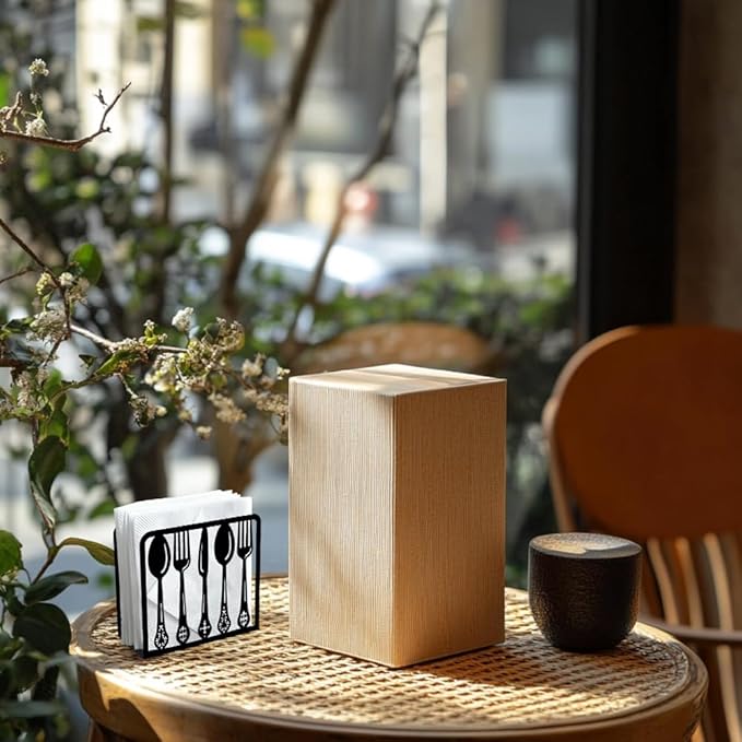 Tableware Decorative Black Metal Napkin Holder for Table, 4.9" x 4.9" x 1.9" Standing Napkin Holder for Home Kitchen Restaurant Picnic Party Coffee Bar Dining Room