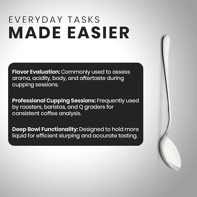 Rattleware Stainless Steel Cupping Spoon Deep Bowl Edition Sleek Professional Design Precision Crafted for Coffee Tasting Durable Ergonomic Handle Perfect for Coffee Cupping Enthusiasts and Baristas