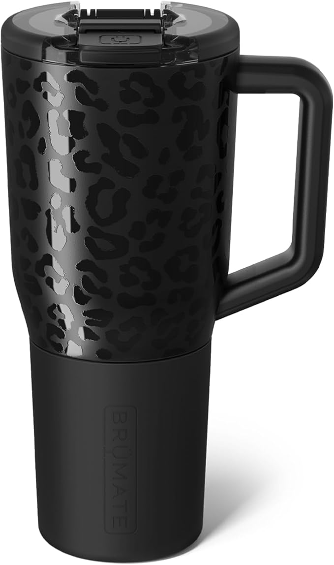 BrüMate Müv - 35oz 100% Leak Proof Insulated Coffee Mug with Handle & Lid - Stainless Steel Coffee Travel Mug - Double Walled Coffee Cup (Onyx Leopard)