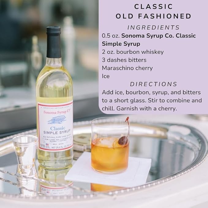 Sonoma Syrup Co. Classic Simple Syrup 12.7 fl oz | for Coffee, Cocktails, and Cooking | Hand Crafted in the USA