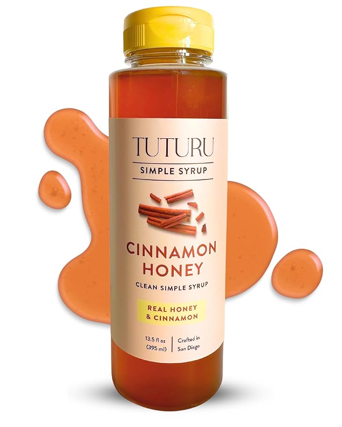 Cinnamon Honey Simple Syrup for Coffee, Cocktails, Tea, Matcha - Clean Simple Syrup with Real Cinnamon & Honey - 13.5 oz