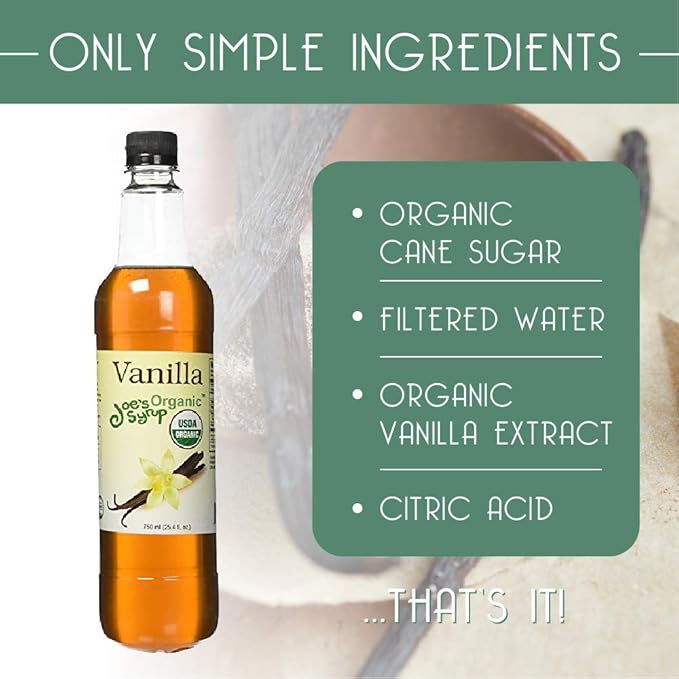 Joe’s Syrup Organic Flavored Syrup, Organic Vanilla, 750 ml