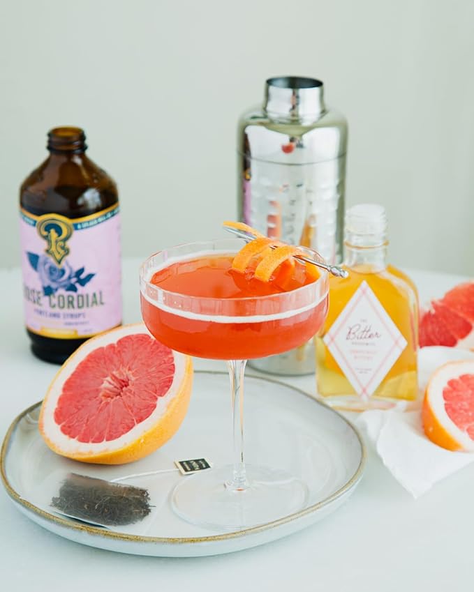 Portland Syrups Rose Cordial Syrup - Craft Exquisite Floral beverages for Cocktails, Mocktails, Soda, and More - 12 oz with 24 Servings (Pack of 1)