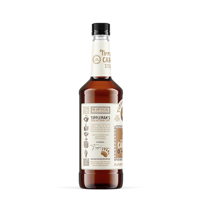 Tippleman's Sugar Free Caramel Coffee Syrup, Zero-Sugar, Great for Drinks, Lattes & Espressos – 750ml Bottle Fits Pump