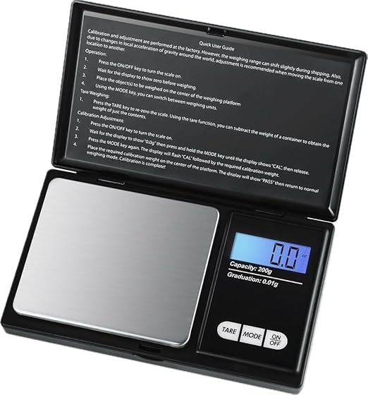 200g X 0.01g Digital Pocket Scale, with Backlit LCD Display, Small Mini Digital Pocket Gram Scale for Kitchen Jewelry Herb (Ordinary)